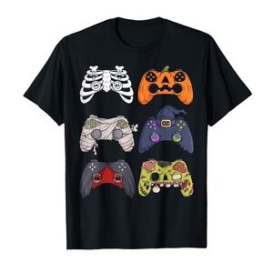 NWT Boys Kids Halloween Gamer T-Shirt Skeleton Pumpkin Zombie Size Small‎